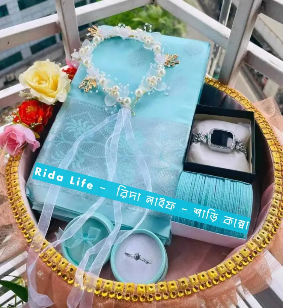 Student Budget Combo Set from RidaLife.com – Katan Saree, Hair Band, Digital Watch, Bangles, Ring & Gift Box