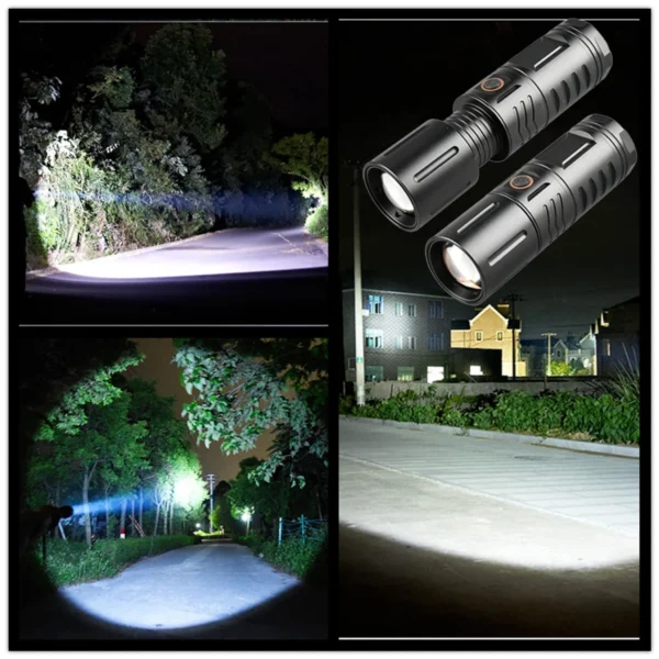 NSB waterproof zoom flashlight with 7200mAh battery and power bank function in black aviation aluminum body-ridalife.com/