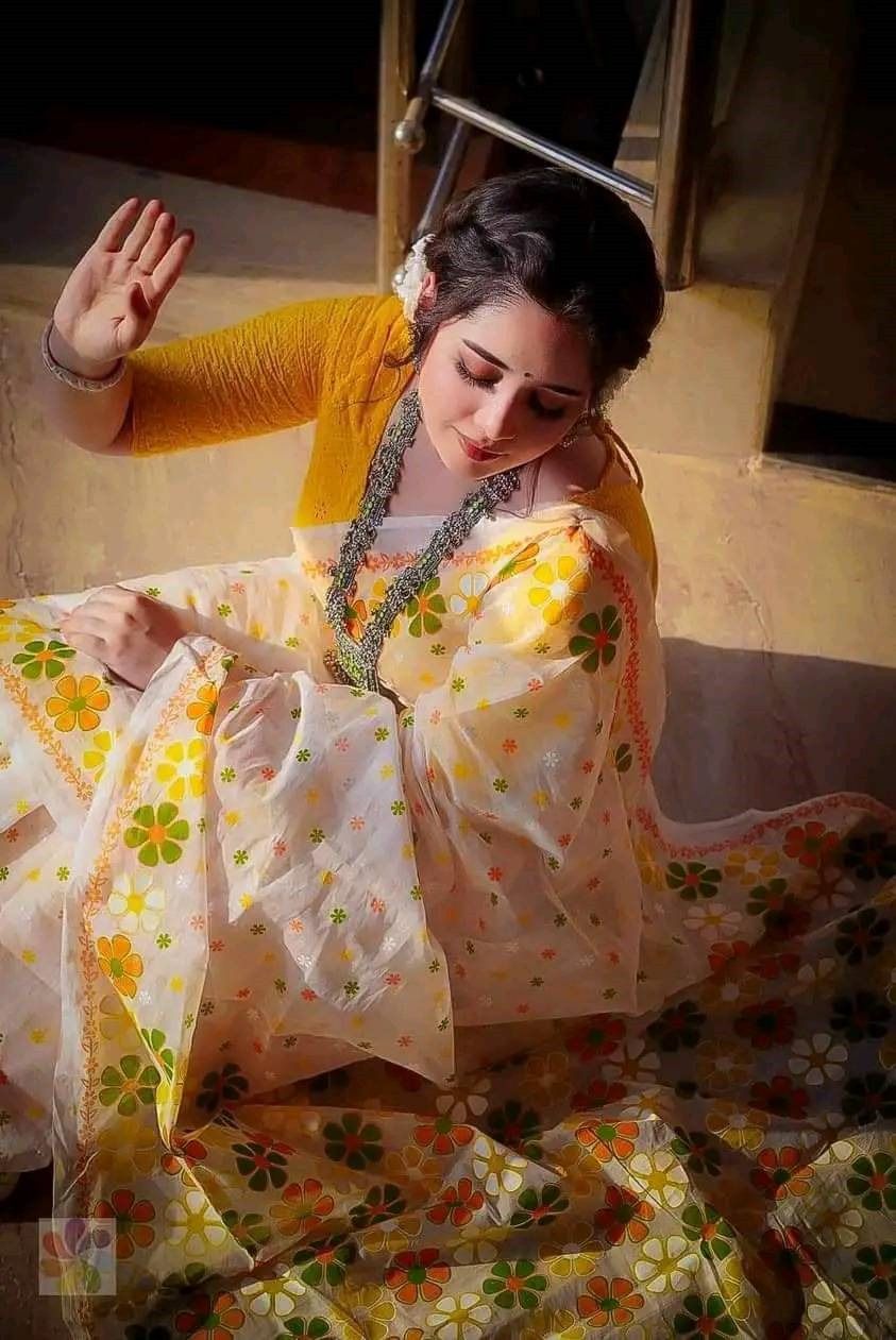 Skin Print Resmi Silk Sharee with Blouse Piece-BS15 - Image 3