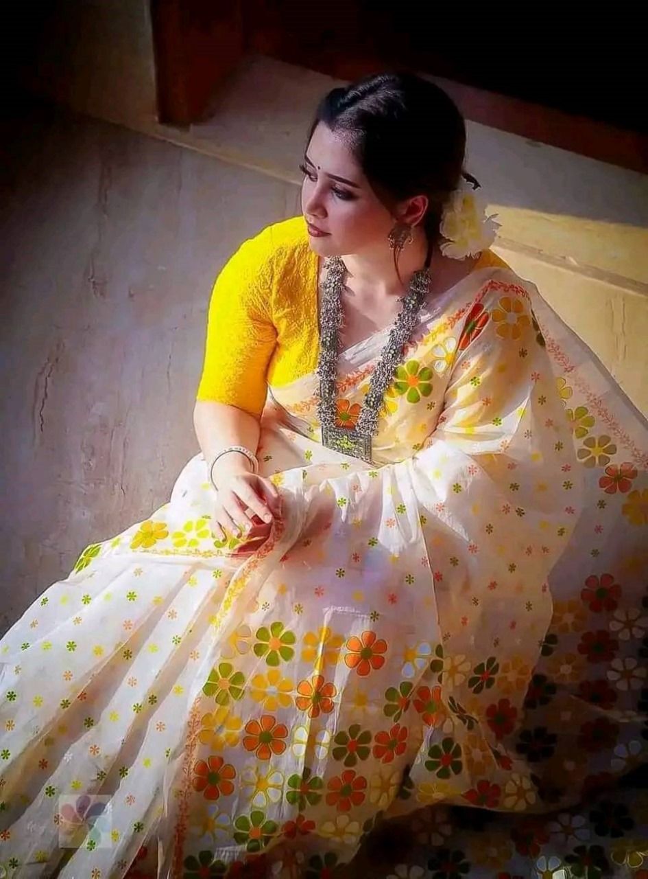 Skin Print Resmi Silk Sharee with Blouse Piece-BS15 - Image 2